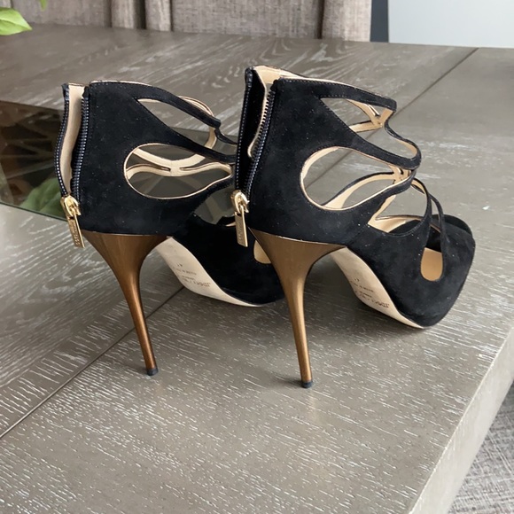 Jimmy Choo Loila suede/metallic leather black heels. - Picture 4 of 9